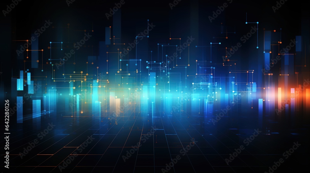 Night Cityscape with Abstract Lines and Skyscrapers Night Cityscape with Abstract Lines and Skyscrapers