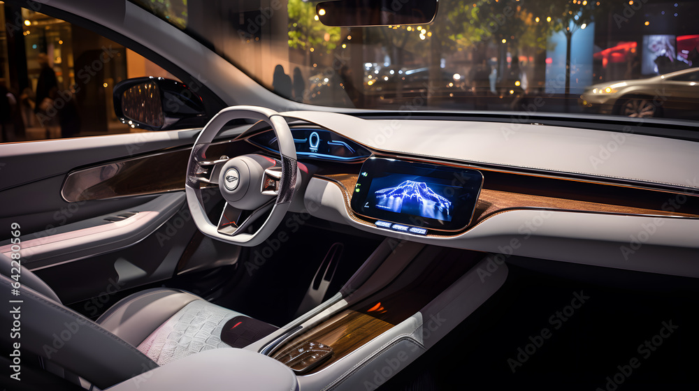 a close up of a car dashboard with a digital display Generative AI a close up of a car dashboard with a digital display Generative AI