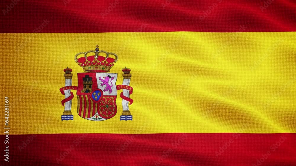 Natural Waving Fabric Texture Of Spain National Flag Graphic Background, Seamless Loop Natural Waving Fabric Texture Of Spain National Flag Graphic Background, Seamless Loop