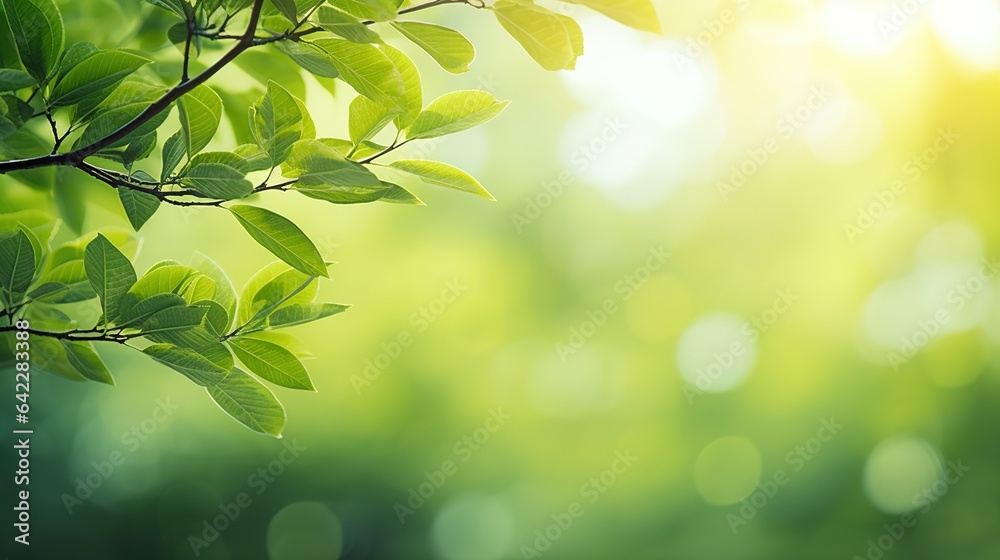 Obraz premium green leaves on a sunny day background