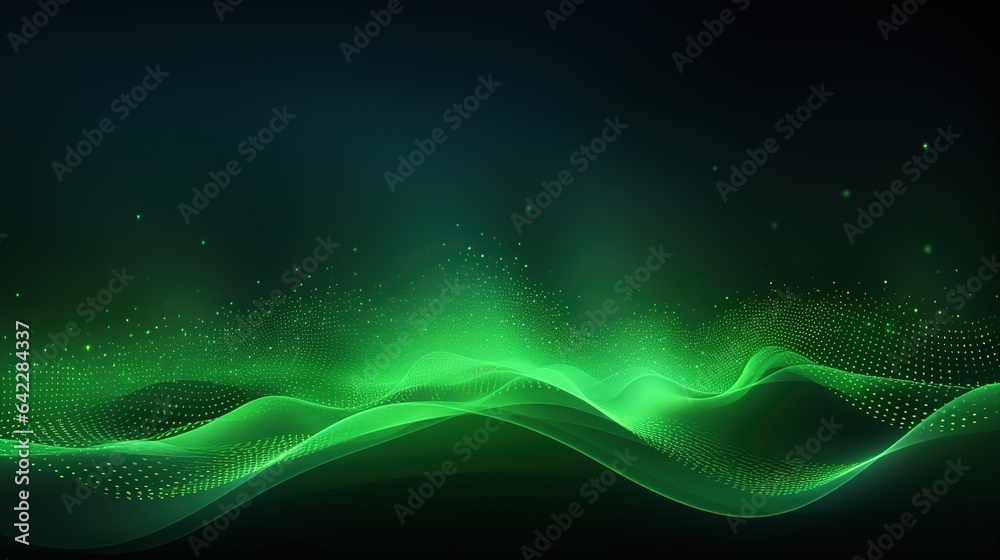 Abstract blue wave background with flowing green lines and glowing light Abstract blue wave background with flowing green lines and glowing light
