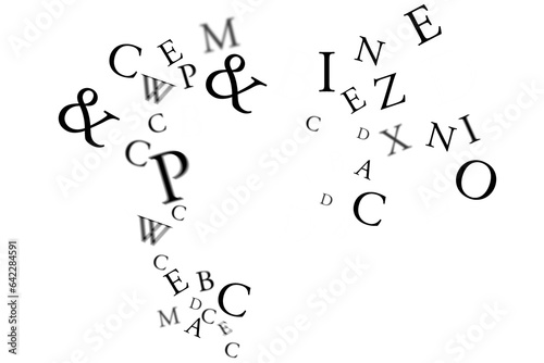 Digital png illustration of black and white letters on transparent background