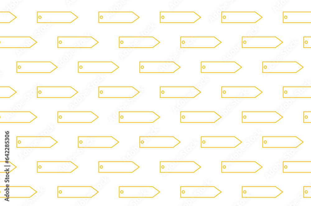 Digital png illustration of rows of yellow tags with copy space on transparent background