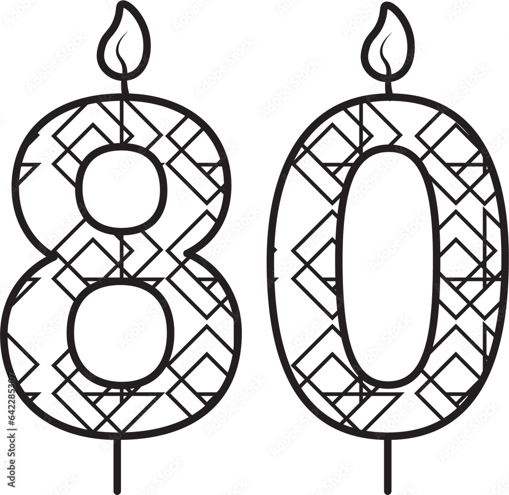 Digital png illustration of eighty birthday candle outline on transparent background Digital png illustration of eighty birthday candle outline on transparent background