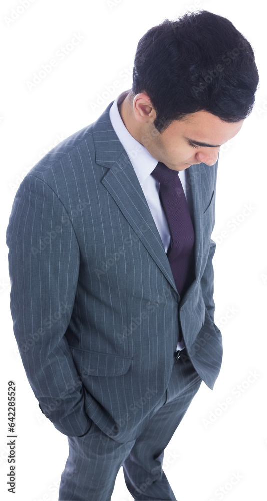 Digital png photo of businessman looking down on transparent background Digital png photo of businessman looking down on transparent background