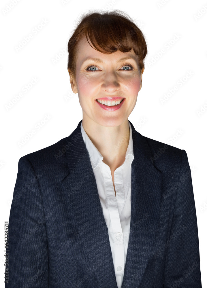 Digital png photo of smiling caucasian businesswoman on transparent background Digital png photo of smiling caucasian businesswoman on transparent background