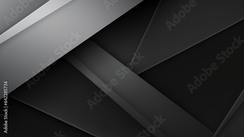 Futuristic Geometric Black and White Abstract Design with Metallic Elements