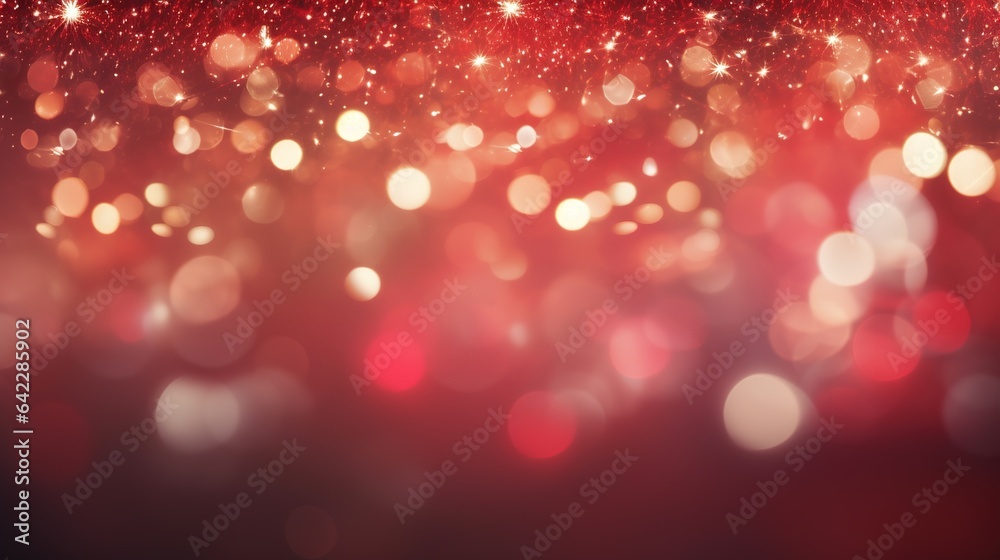 christmas lights and red bokeh background