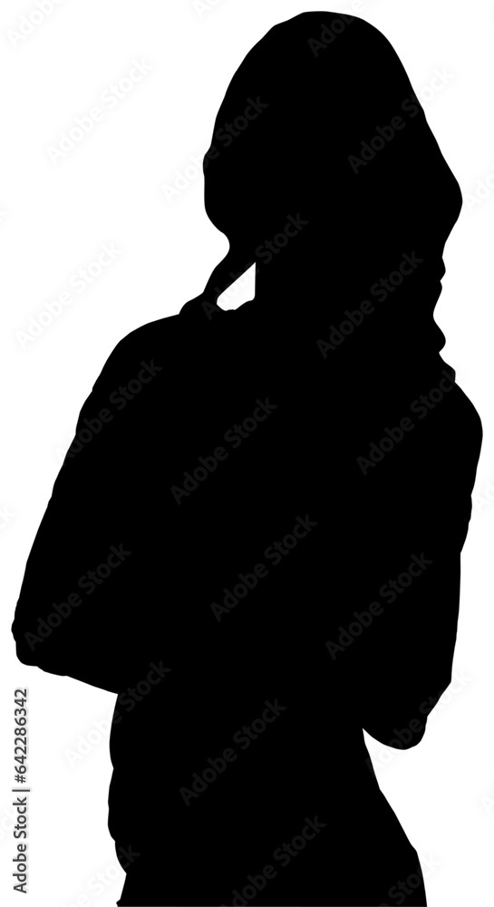 Digital png illustration of silhouettes of woman on transparent background