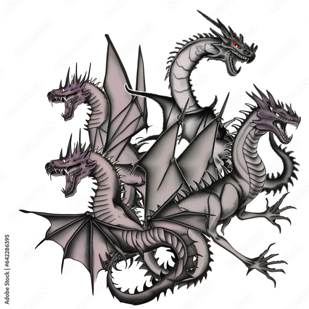 Naklejka premium black dragon with white background