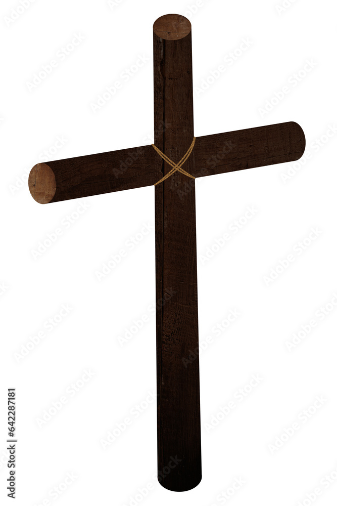 Digital png illustration of simple wooden crucifix cross on transparent background