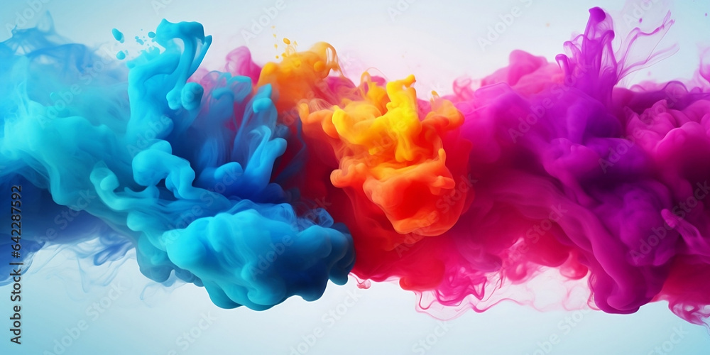 Color paint cloud of liquid splash ink. A colorful abstract blend of liquid colors and ink drops. Artistic background. Generated AI. Color paint cloud of liquid splash ink. A colorful abstract blend of liquid colors and ink drops. Artistic background. Generated AI.
