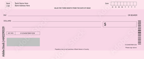 Blank bank check design.