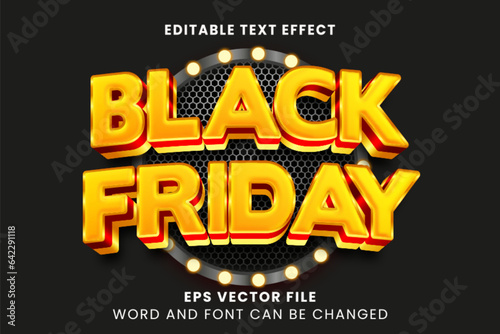 Black friday golden luxury 3d editable vector text effect