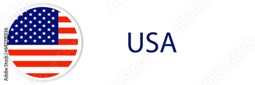 USA flag in web button, button icons.