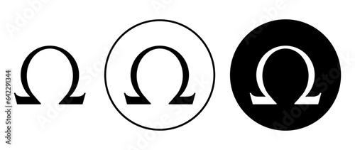 omega vector symbol set. letter omega icon in black color. ohm sign. photo