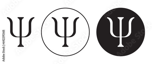 psi vector symbol set. letter psi icon in black color. photo