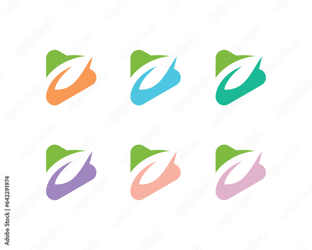 Simple creative play button leaf logo Simple creative play button leaf logo
