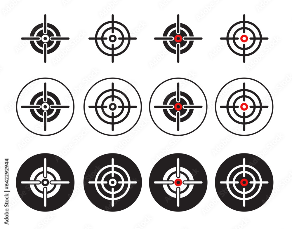 Target vector icon set. accuracy symbol. gun shot accurate focus point