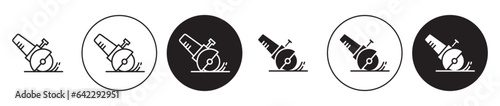 grinder machine vector icon set. industrial grinder disk equipment symbol in black color. photo