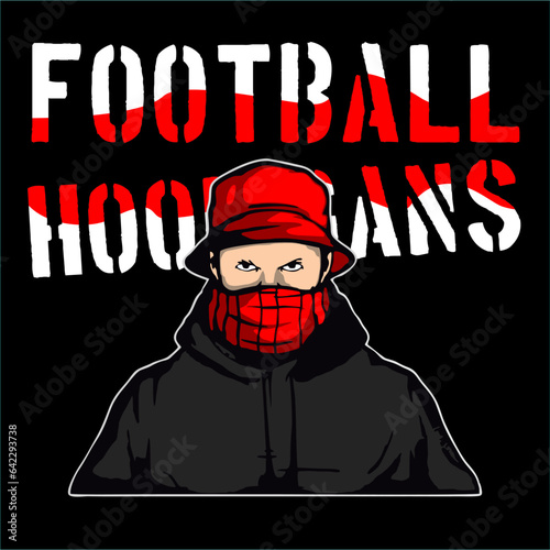 Football Fans use bucket hat casual style hooligan with red white color