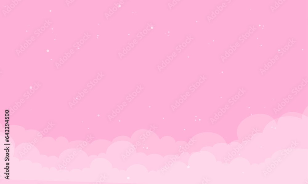 Vector cartoon flat style white clouds on pink Vector cartoon flat style white clouds on pink