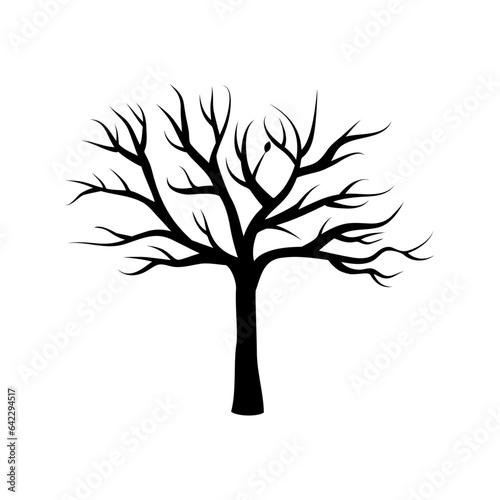 Vector dead tree silhouettes. dying black scary trees forest illustration. natural dying old tree