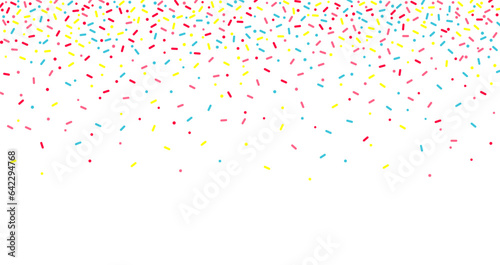 Colorful sprinkles banner background, colorful falling decorative sprinkles background