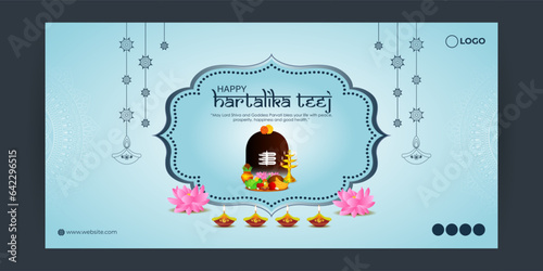 Vector illustration of Happy Hartalika Teej social media feed template