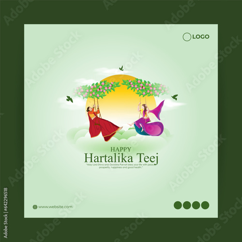 Vector illustration of Happy Hartalika Teej social media feed template