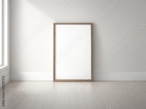 frame mockup on white wall  Wooden mockup  Blank picture frame mockup  blank white wall frame  Artwork template mock up in interior design