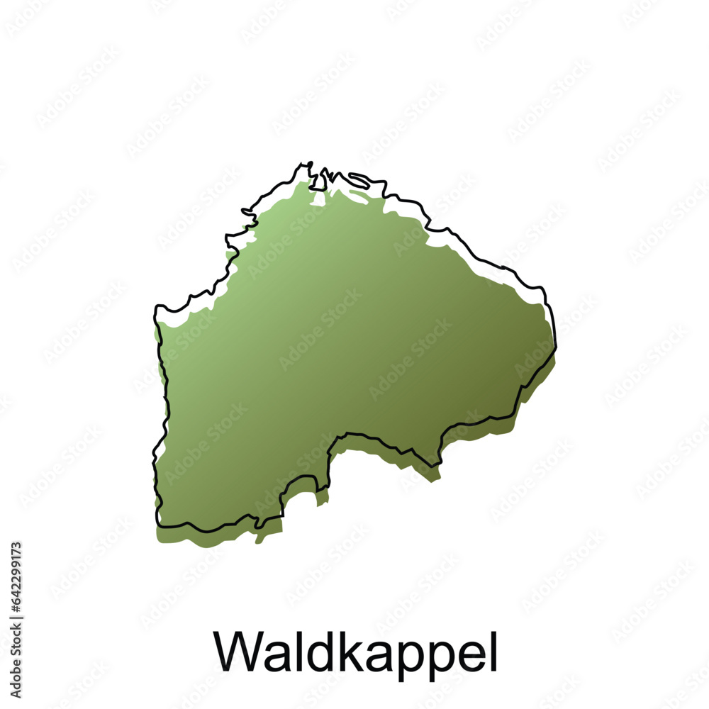 Map Of Waldkappel City Modern Simple Colorful with Outline, illustration vector design template