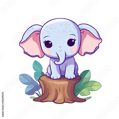 kawaii sticker  A cute Elephant stirring  designed with colorful contours and isolated