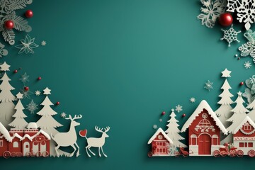 Decoration card Christmas, paper cut, generate with Ai.