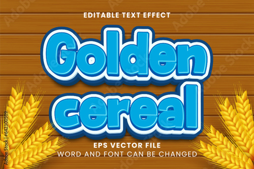 Golden cereal 3d editable vector text effect