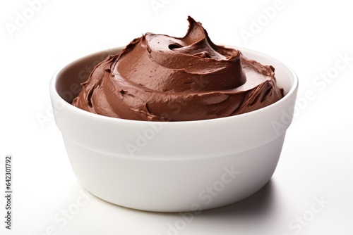 chocolate pudding on white background