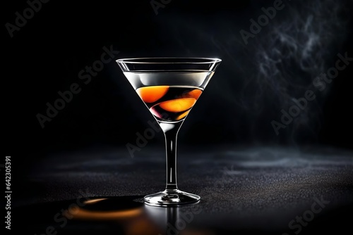 Artistic shot of a single martini glass against a dark, dramatic background