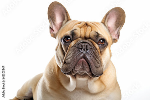 Portrait of fawn colored French Bulldog dog on white background © Firn