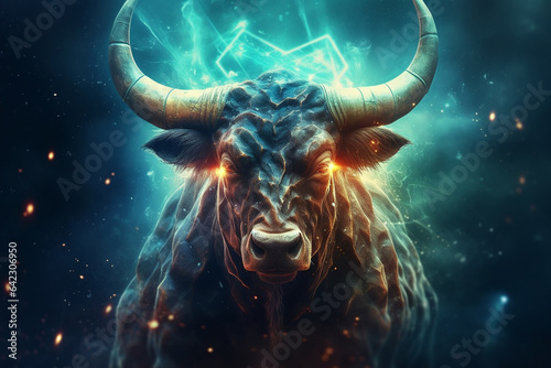 Zodiac sign Ox. Zodiacal horoscope background.