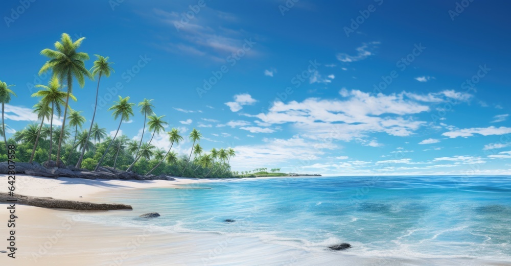 Sea, clean white sand beach the most beautiful nature There are coconut trees lined with sandy beaches near clear blue waters. The seductive charm invites tourists from all over the world to want to e