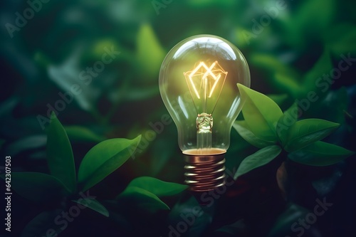 Light bulb in the green forest