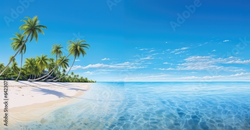 Sea, clean white sand beach the most beautiful nature There are coconut trees lined with sandy beaches near clear blue waters. The seductive charm invites tourists from all over the world  © panu101