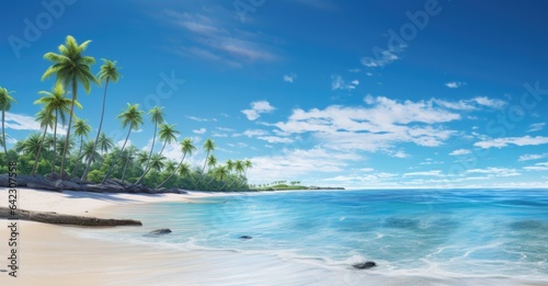 Sea  clean white sand beach the most beautiful nature There are coconut trees lined with sandy beaches near clear blue waters. The seductive charm invites tourists from all over the world to want to e