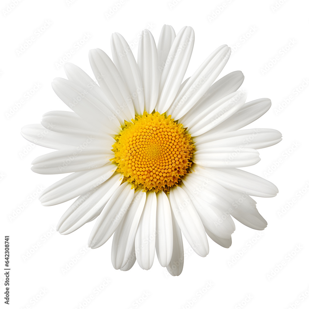 chamomile daisy flowers on transparent background. Realistic illustration of daisy flowers.