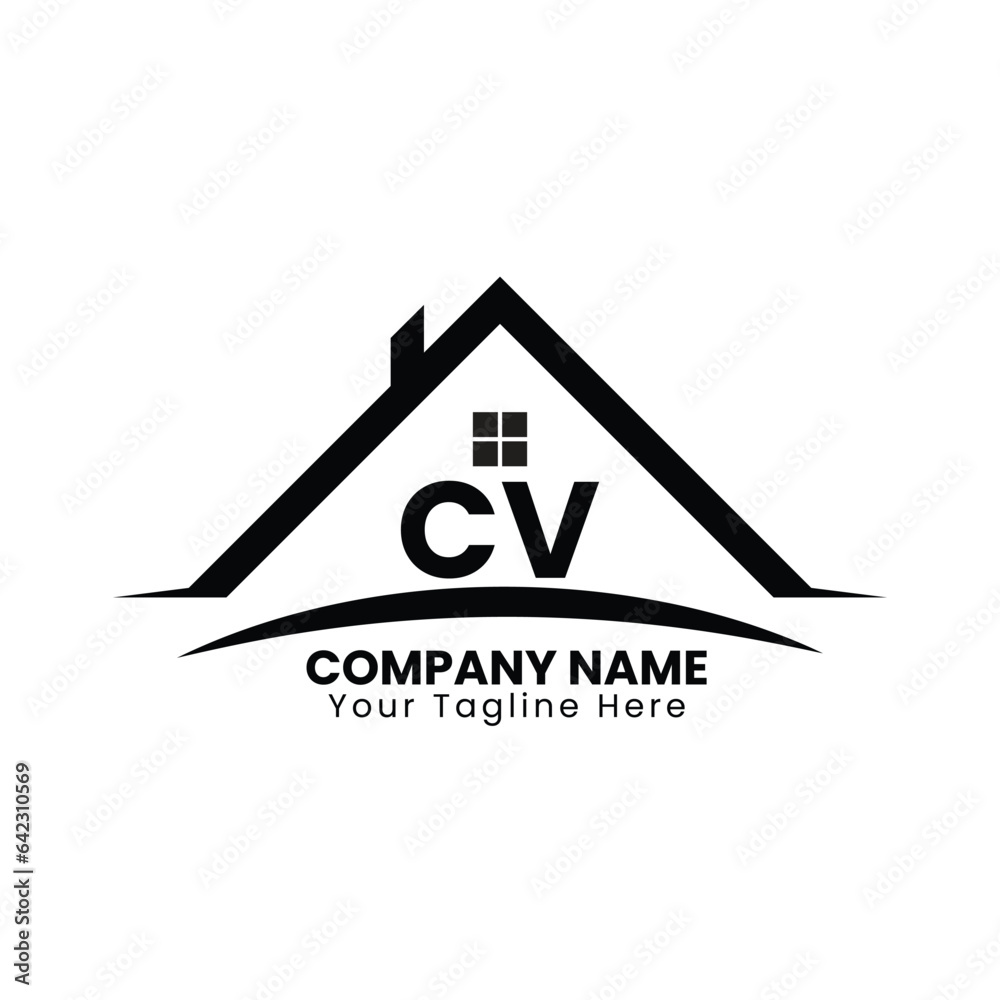 Vetor de CV real estate logo design template CV alphabet logo CV home Vetor de CV real estate logo design template CV alphabet logo CV home