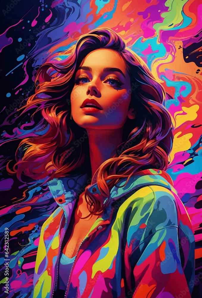 An illustration of a girl with splash colorful colors. An illustration of a girl with splash colorful colors.