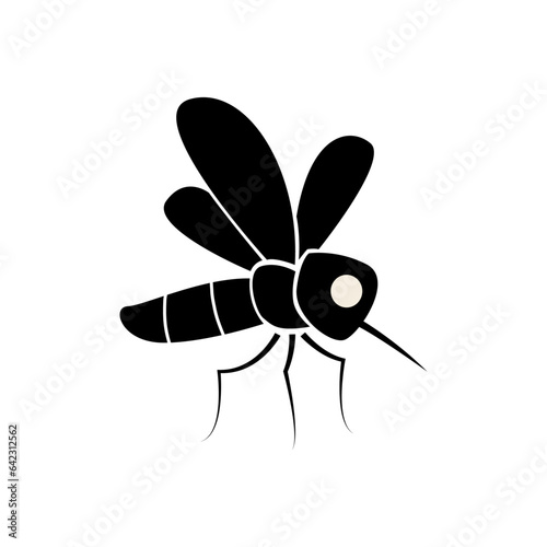 Black mosquito sign drinks blood. isolated on white vector