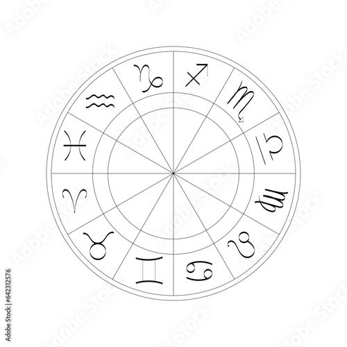 Vector astrology zodiac signs circle on white background