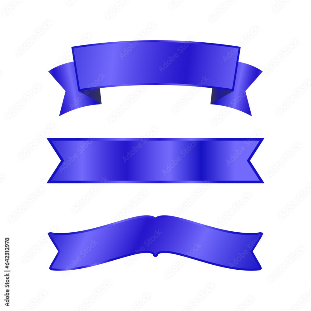 Vector set of blue ribbons on white background Vector set of blue ribbons on white background