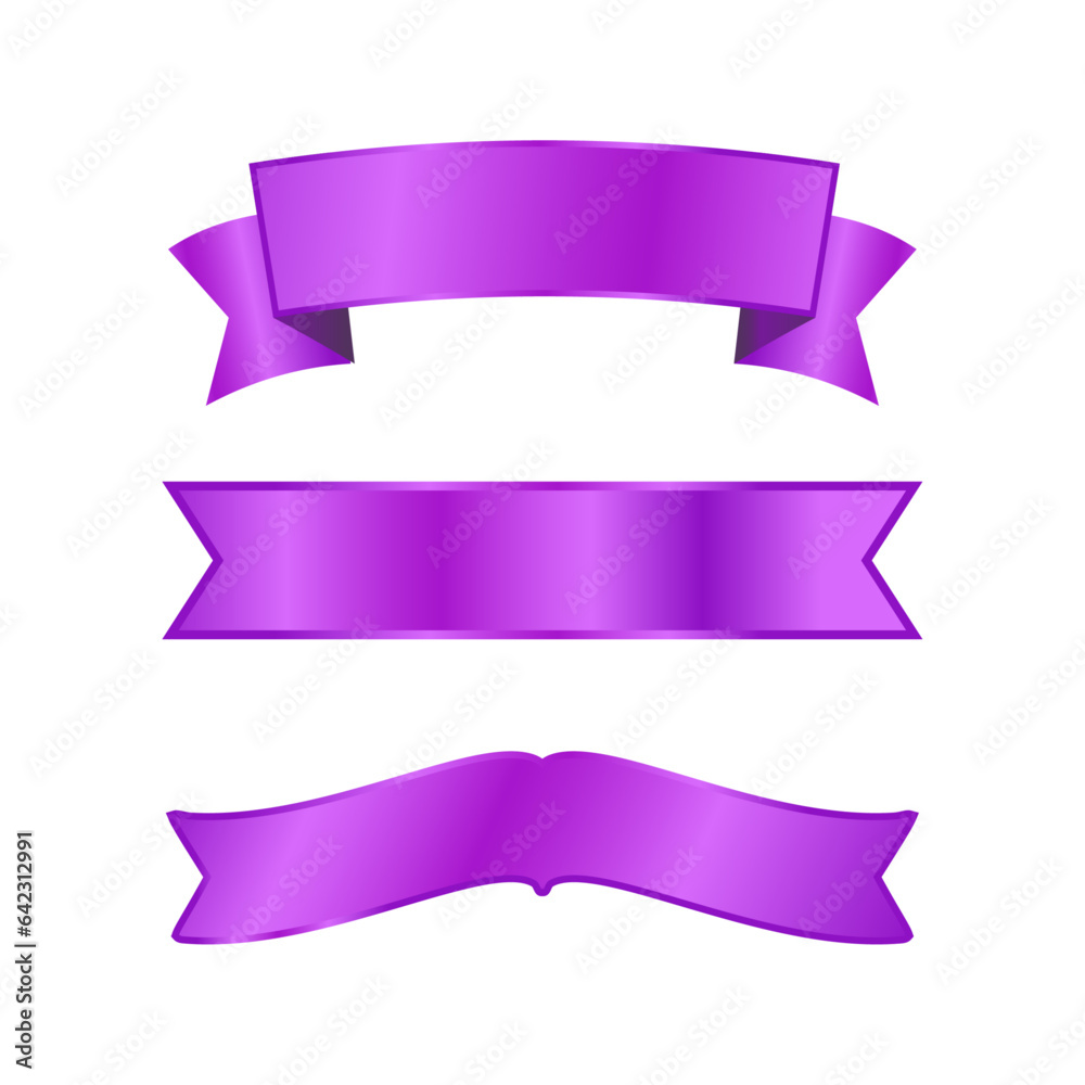 Vector set of purple ribbons on white background Vector set of purple ribbons on white background